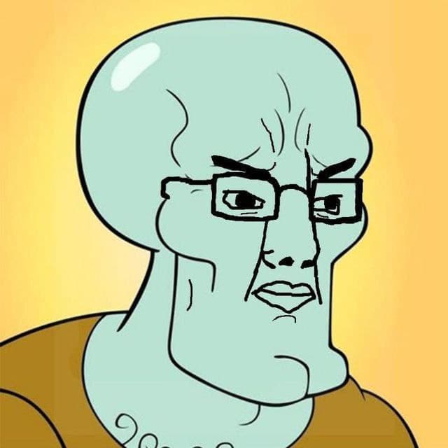 Chudsome Squidjak face on an orange gradient